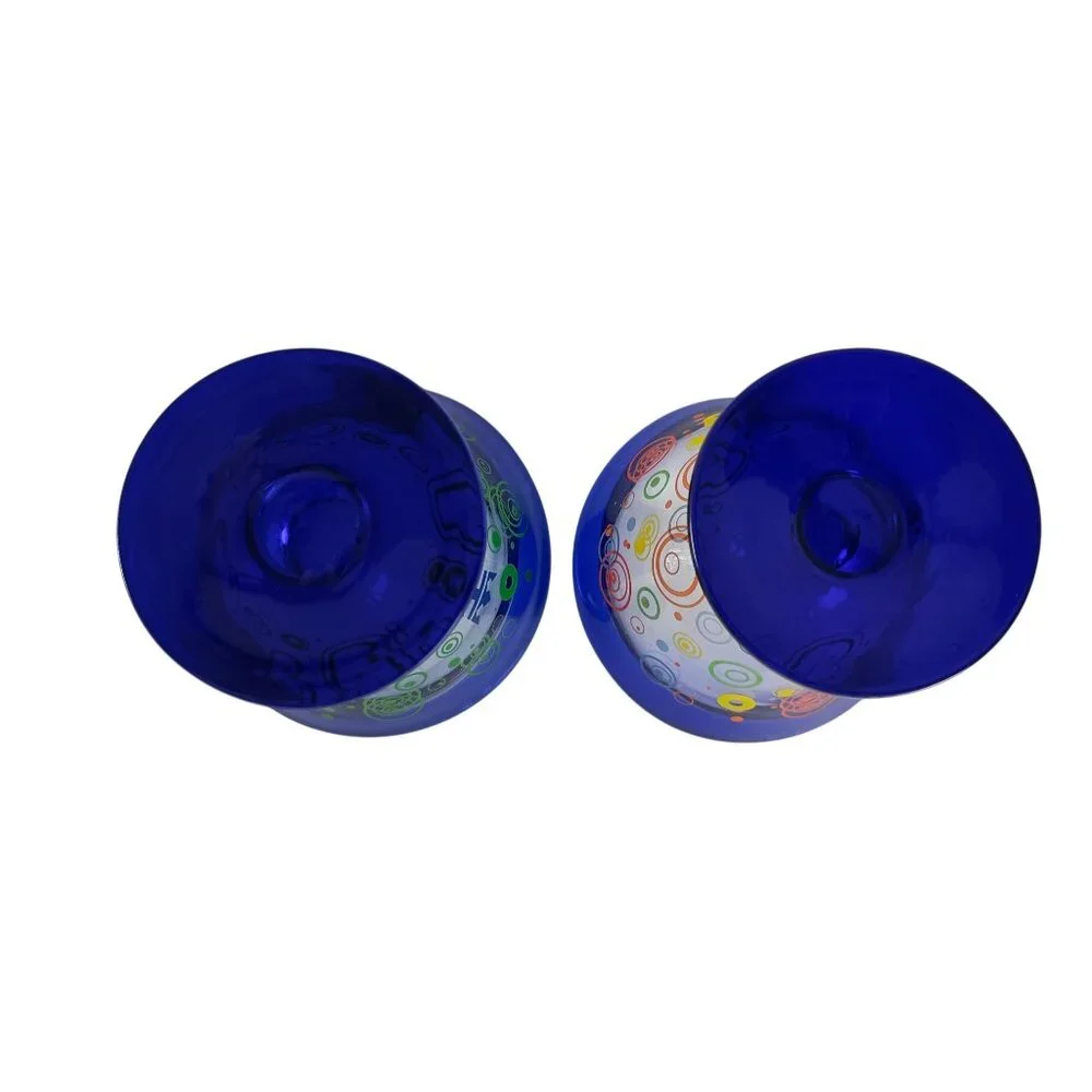 Kosta Boda Royal Caribbean Cocktail Glasses 2009 Retro Swirl Hand Blown Set Of 2